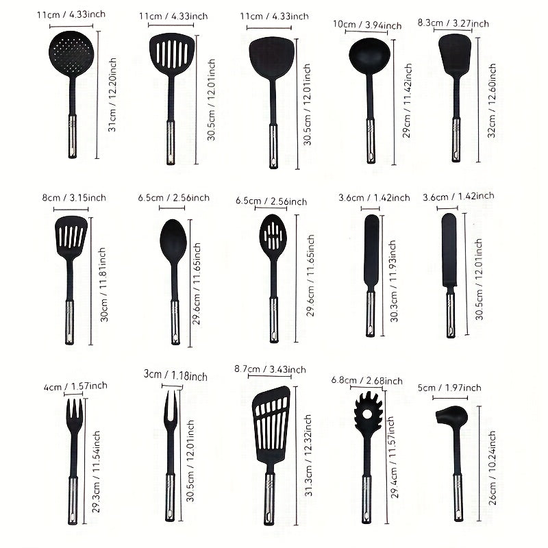 Set of 38 Silicone Kitchen Utensils Nonstick Safe Spoons and Spatulas for Cooking