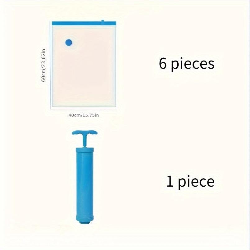 Vacuum Storage Bags 6-Pack with Manual Pump for Clothes Travel Home Organization