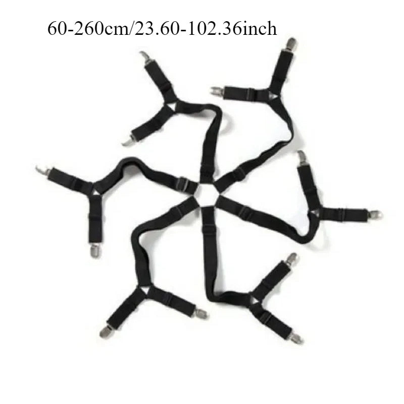 Adjustable Elastic Bed Sheet Holder Clips Non-Slip Mattress Cover Fasteners Black