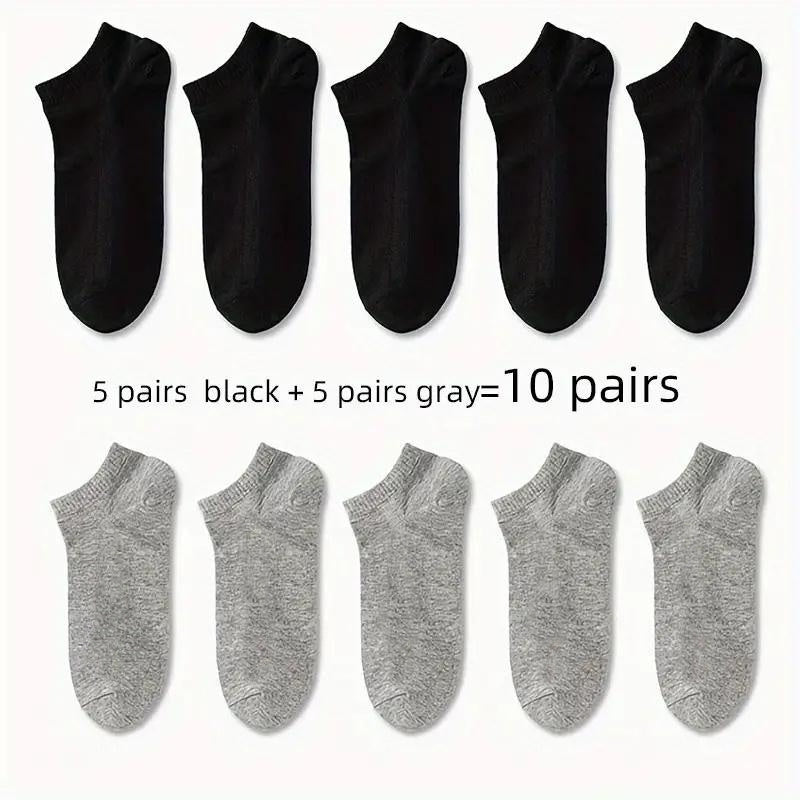 Men Women Ankle Socks Breathable Cotton-Polyester Solid Color Spring Summer Pack of 1 5 10