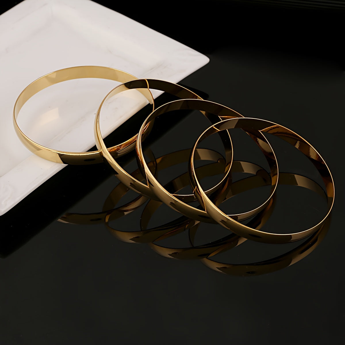 Women's Gold Plated Copper Bangles Round Simple Design Jewelry