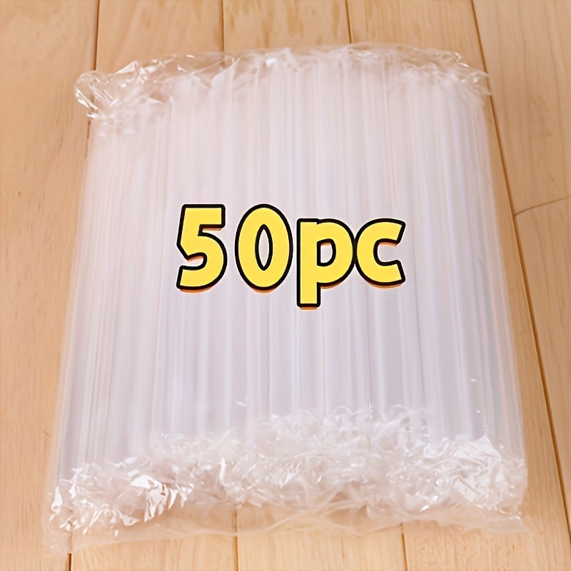 Pack of 50 Large Transparent Drinking Straws for Milk Tea and Parties