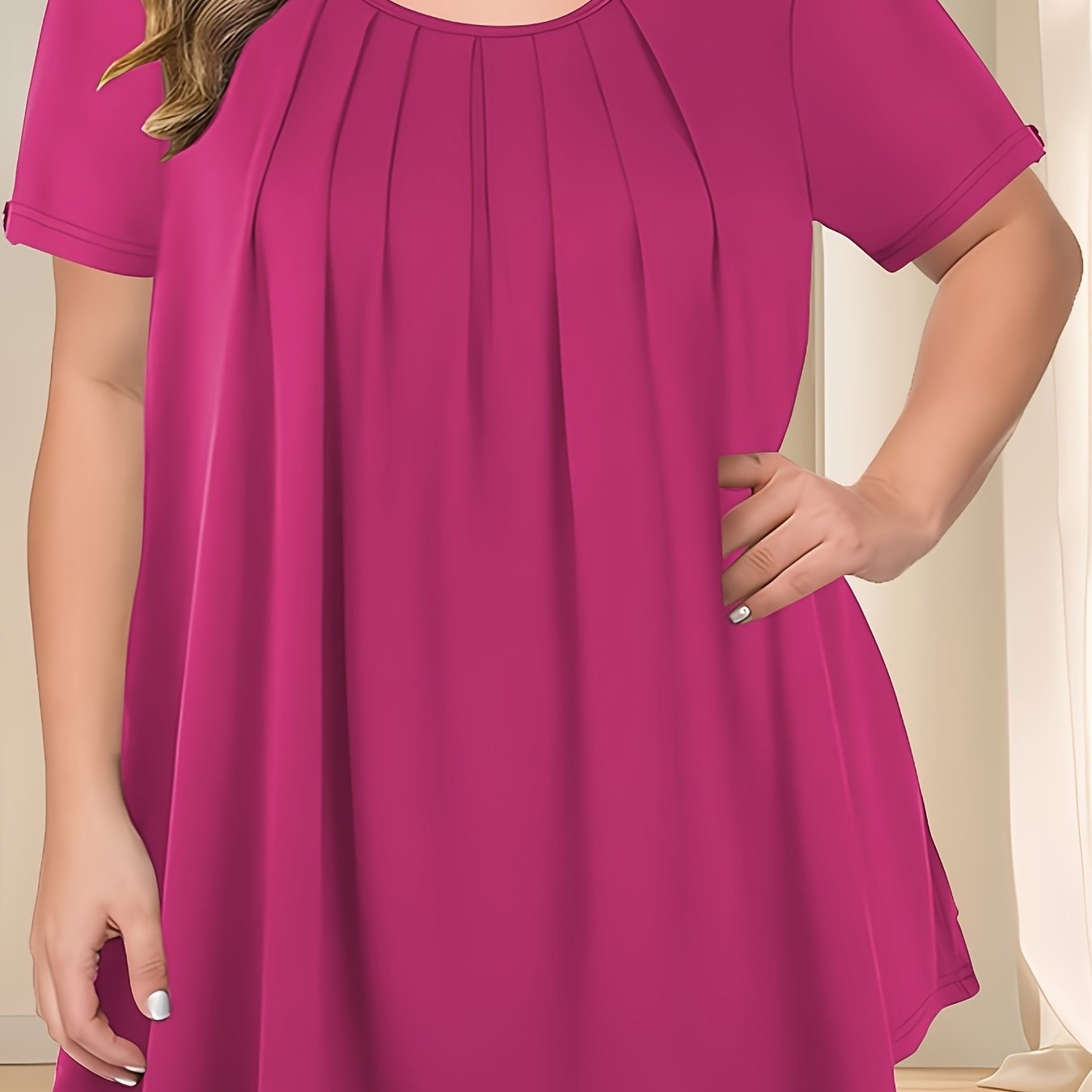 Women’s Plus Size Short Sleeve Blouse Polyester Casual Spring Summer