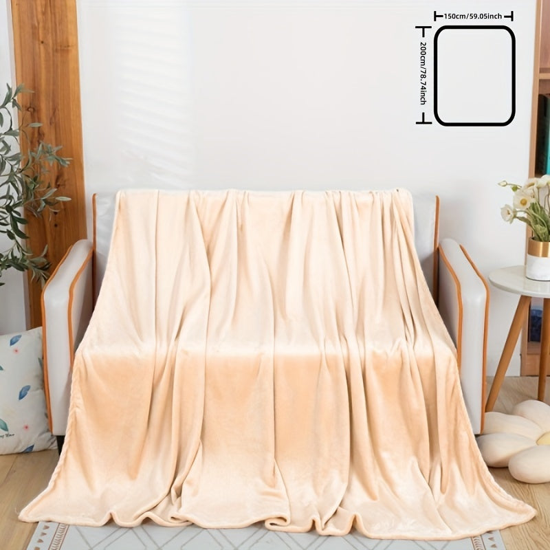 Khaki Flannel Throw Blanket Soft Cozy for Couch Bed Travel 50x60 Inches
