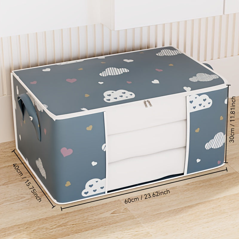 Large Capacity Foldable Storage Box with Utility Hooks Waterproof Fabric Organizer for Clothes Toys Quilts