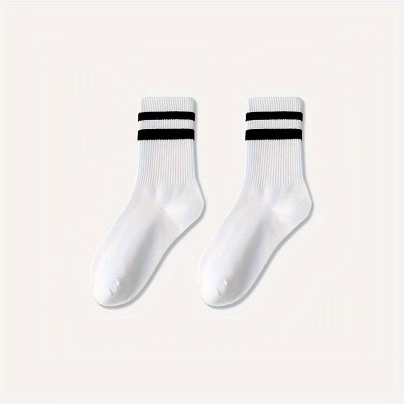 Men's Striped Crew Socks Pack of 3 Breathable Comfortable Outdoor Wear