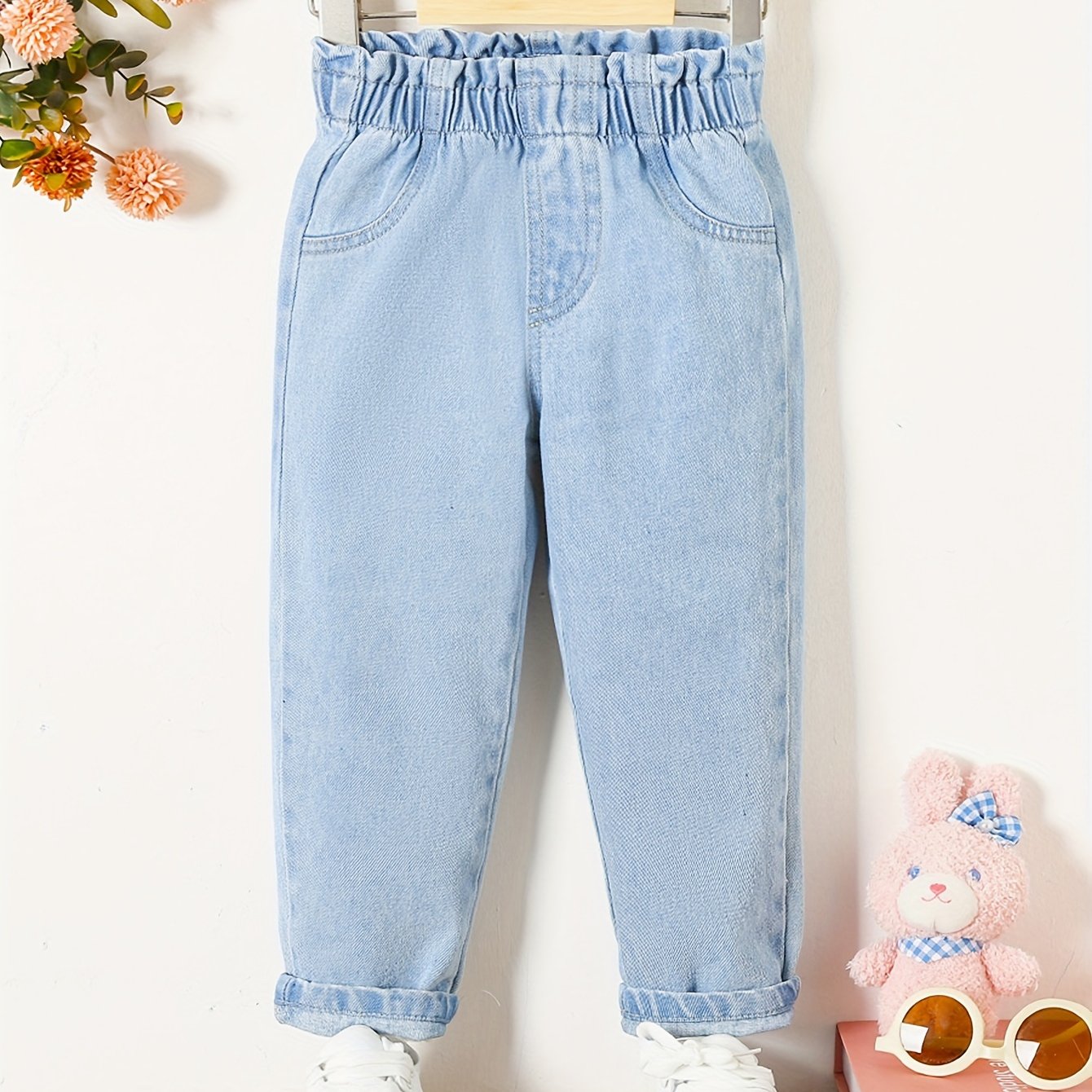 Kids' Cotton Tapered Loose Fit Jeans for Casual Spring and Summer