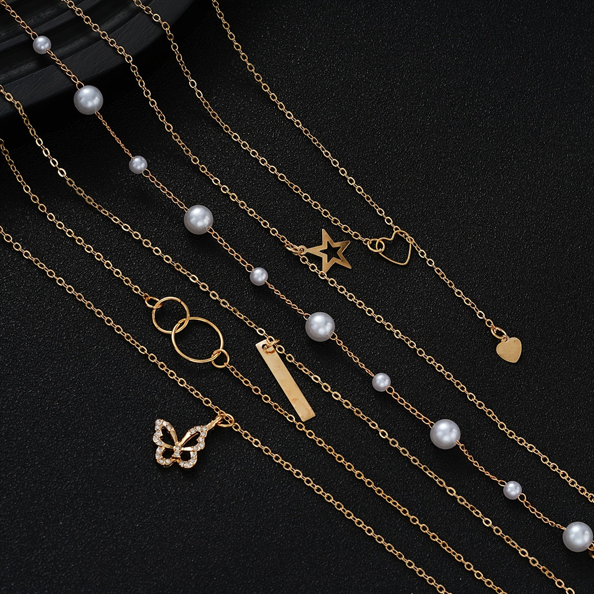 Ayollar uchun 11 ta faux marjon va rhinestone yulduzlar, kapalaklar, yurak shaklidagi taqinchoq to'plami