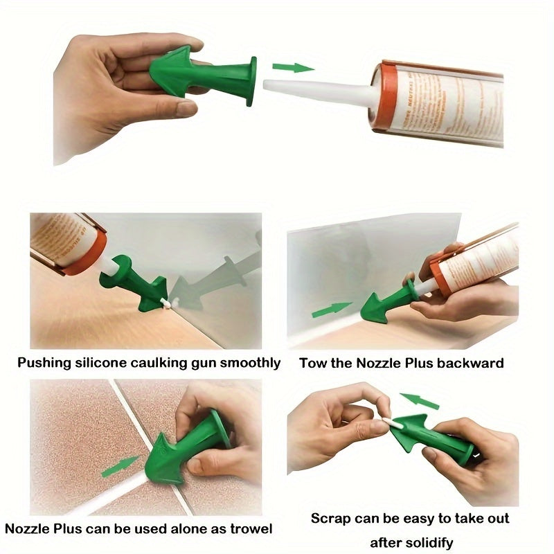 3pcs Green Plastic Grout Sealant Nozzles for Tile Joints and Floor Cleaning