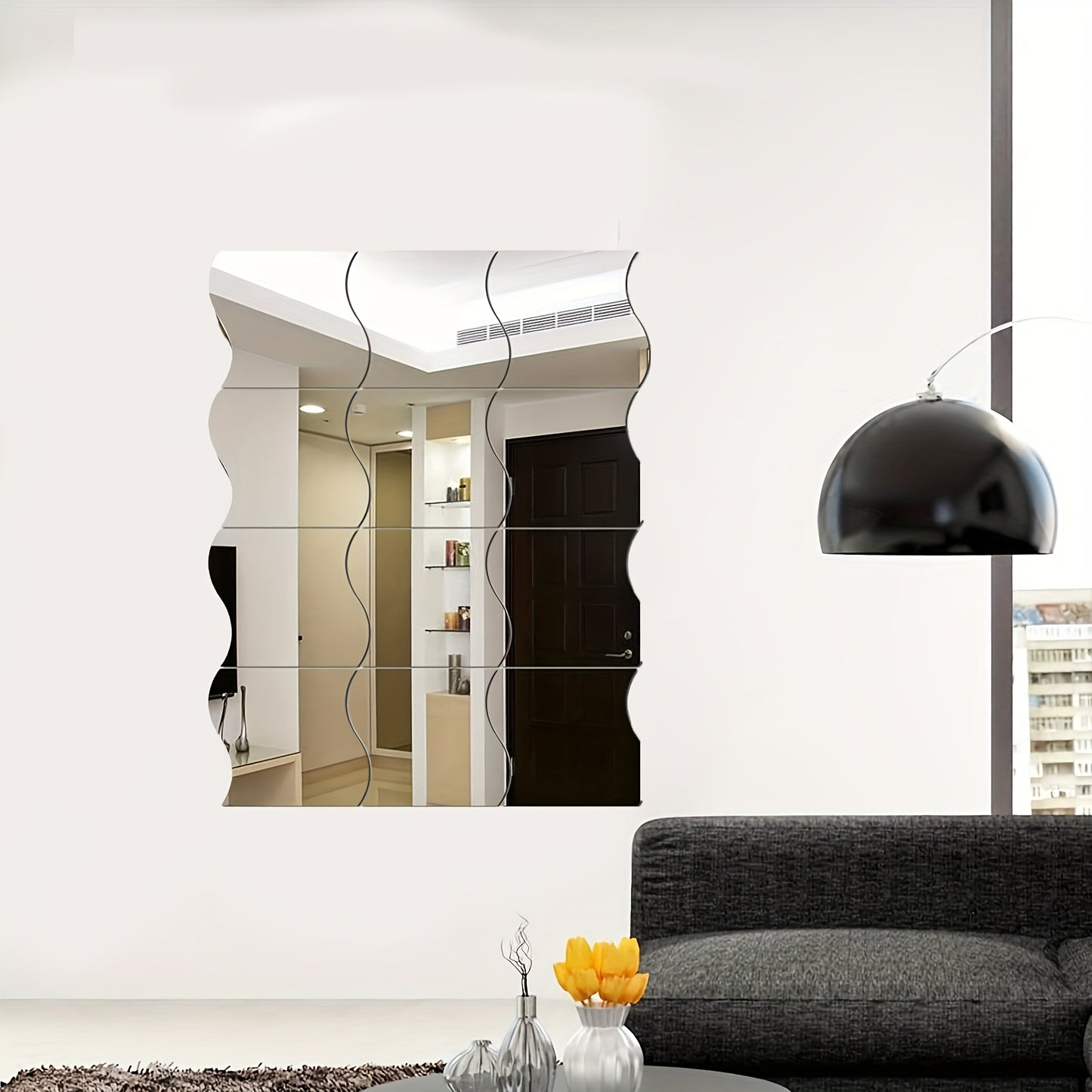 Irregular Mirror Wall Decal Sticker Self-Adhesive for Bedroom and Living Room 11.94cm x 9.91cm