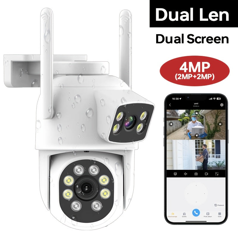 Dual Lens WiFi Security Camera 2MP Full Color Night Vision Auto Tracking Waterproof