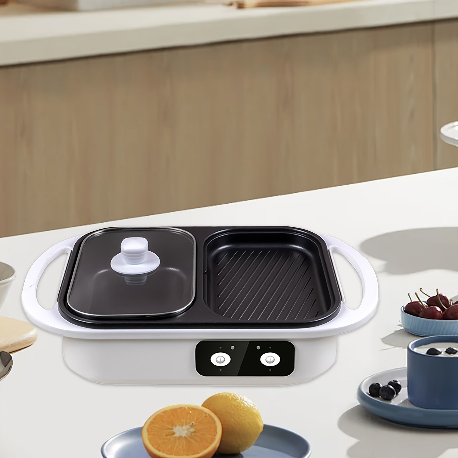 Aluminum alloy shabu-shabu pot with non-stick coating and double-layer tray