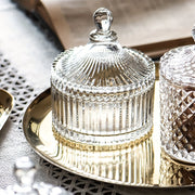 Decorative Glass Candy Server with Lid Jewelry Holder Candle Stand Tabletop Decor