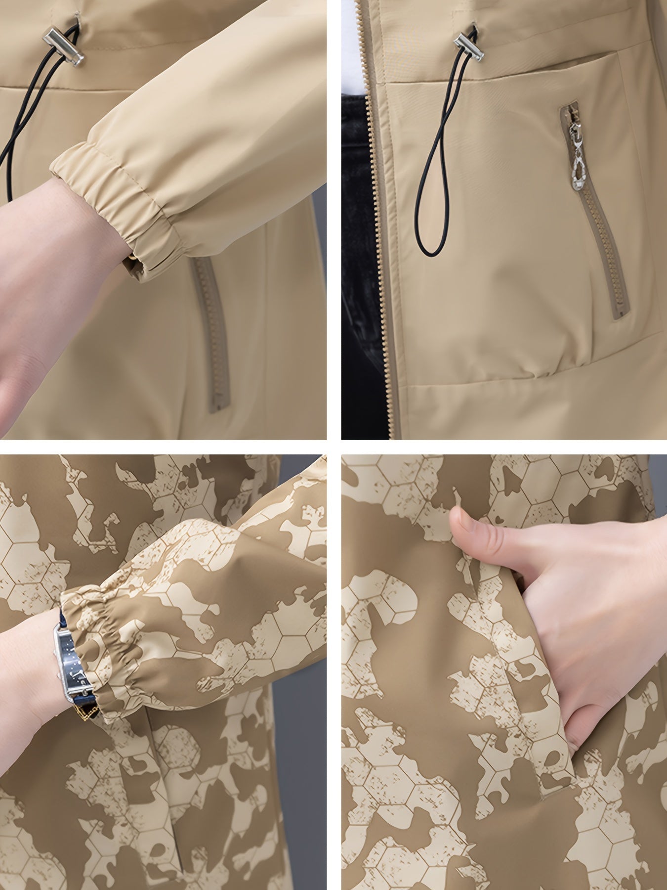 Women's Reversible Hooded Jacket Waterproof Windproof Polyester Spring Autumn Casual Lightweight