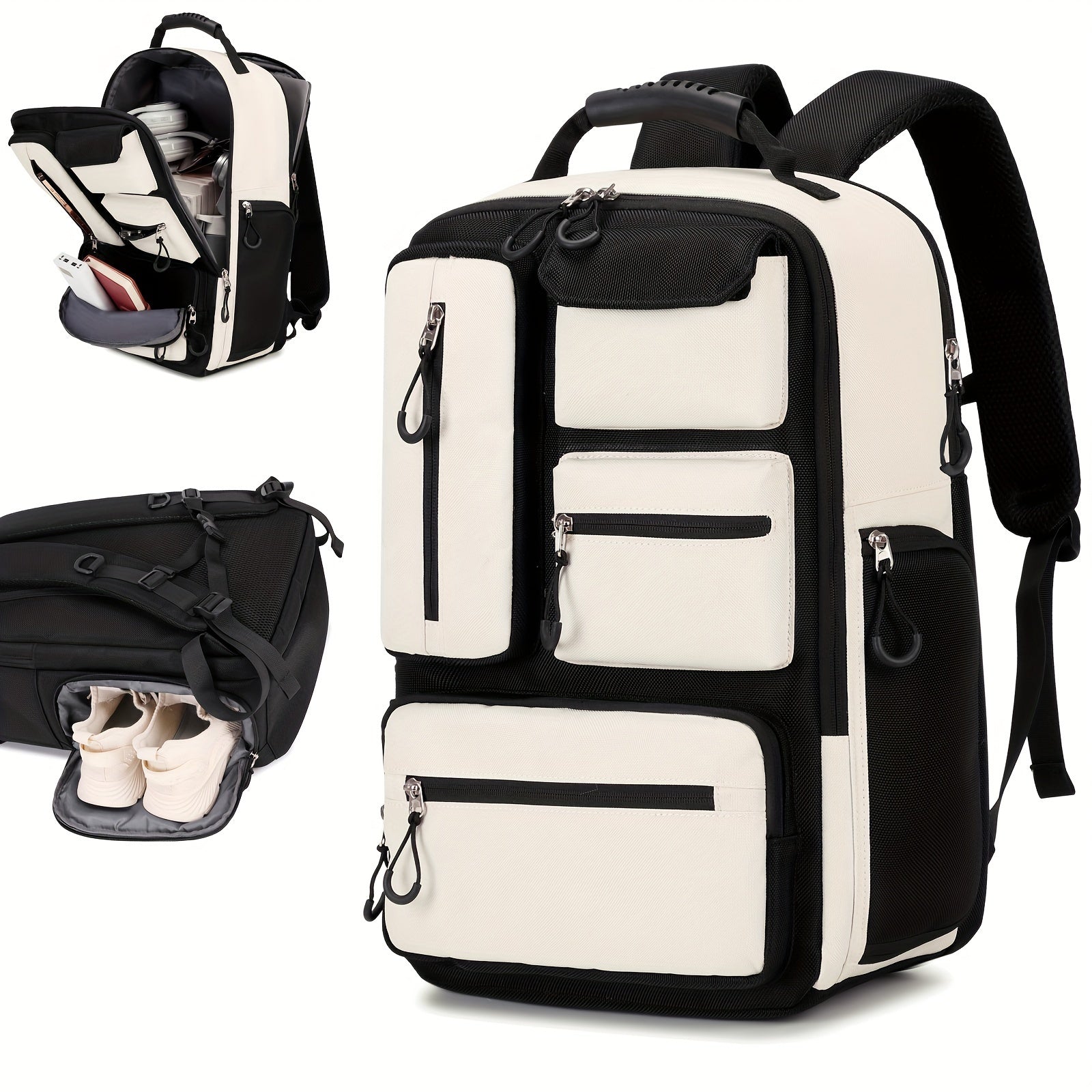 Unisex Travel Backpack with Laptop and Shoe Compartments Polyester Casual