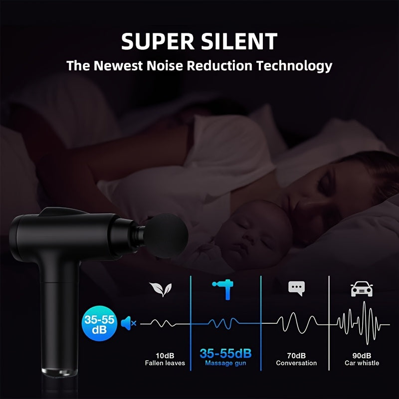 XUMTOM Yuqori Intensiv Chuqur To'qima Mushak Massaj Qurollari 4 Ta O'zgaruvchan Boshli - Portativ, Qayta Zaryadlanadigan Perkussiya Massajeri - Sport, Mashg'ulotlar va Qayta tiklanish uchun Ideal - Qora