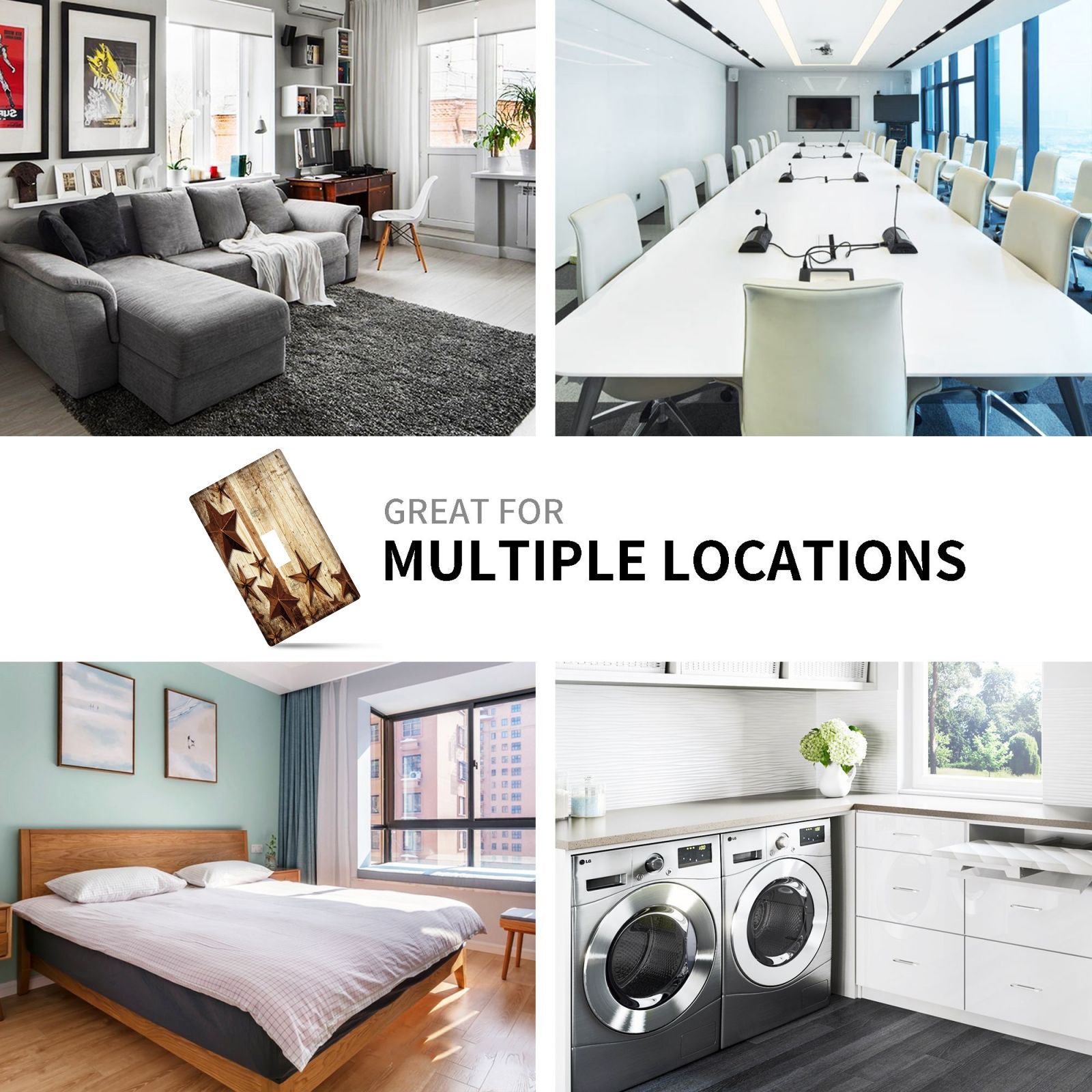 Декор для выключателя света в стиле фермерского дома с дизайном из бревенчатого дерева и звезд ферм для комнаты, кухни или ванной.