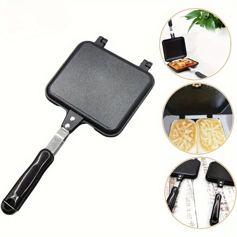 1 dona Olib tashlanadigan Sandwich Grill Pan Mold - Qattiqlashtirilmagan Alyuminiy Alloy Tuxum va Toast Tayyorlovchi, Olib tashlanadigan Griddle va Qopqoq bilan, Tez Nonushta Tayyorlash uchun