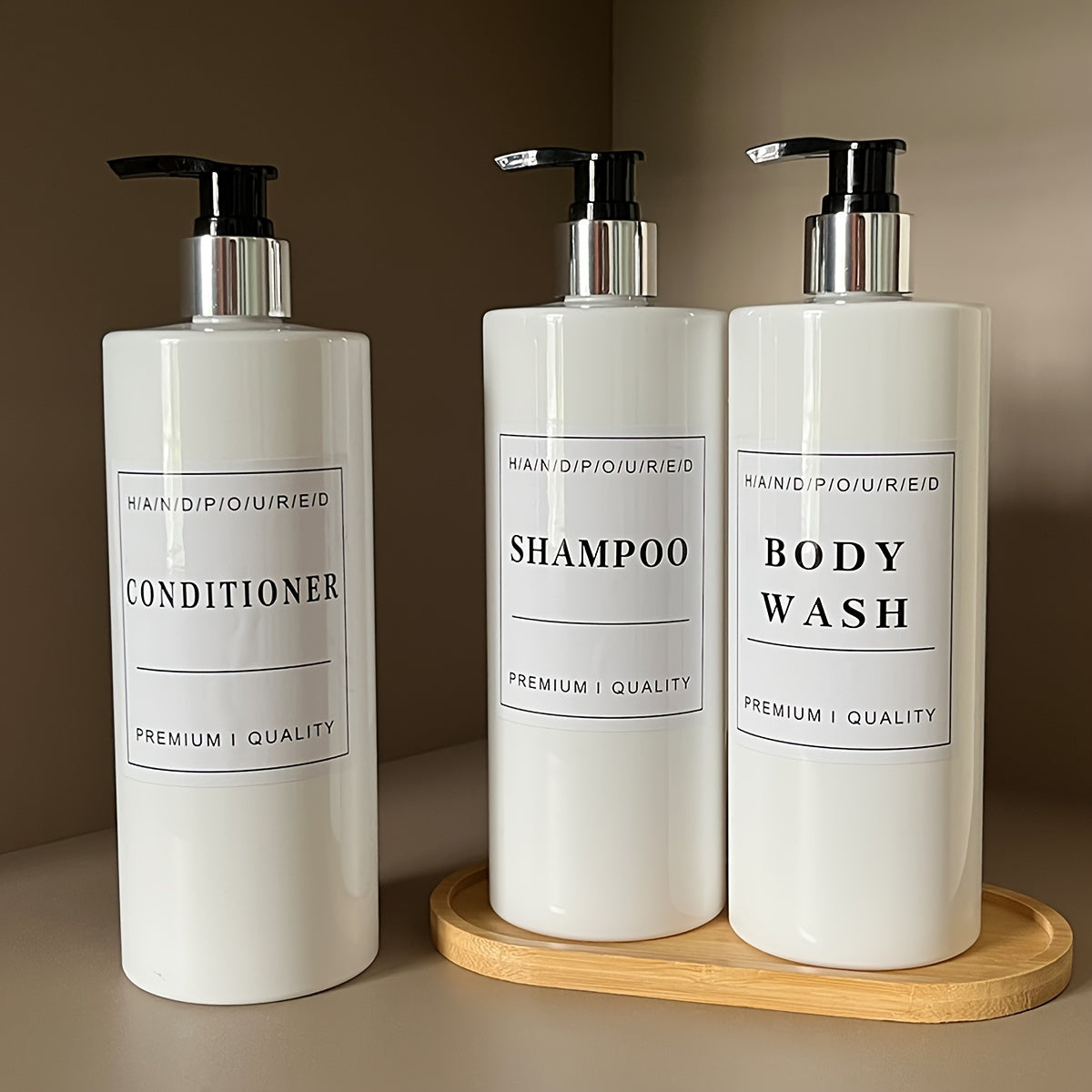 500ml Bathroom Shampoo Dispenser Set with Conditioner Body Wash and Soap Liquid Bottles