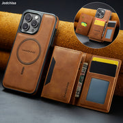 Faux Leather Magnetic Wallet Case for iPhone Pro Max with Card Holder RFID Protection Wireless Charging Stand