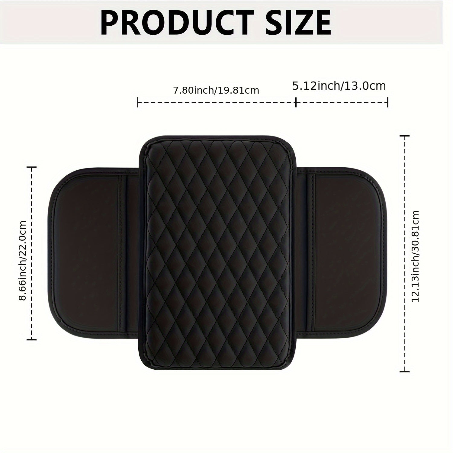 Universal moslik uchun qora faux teri avtomobil qo‘ltiq qopqog‘i, 2 ta saqlash cho‘ntagi bilan