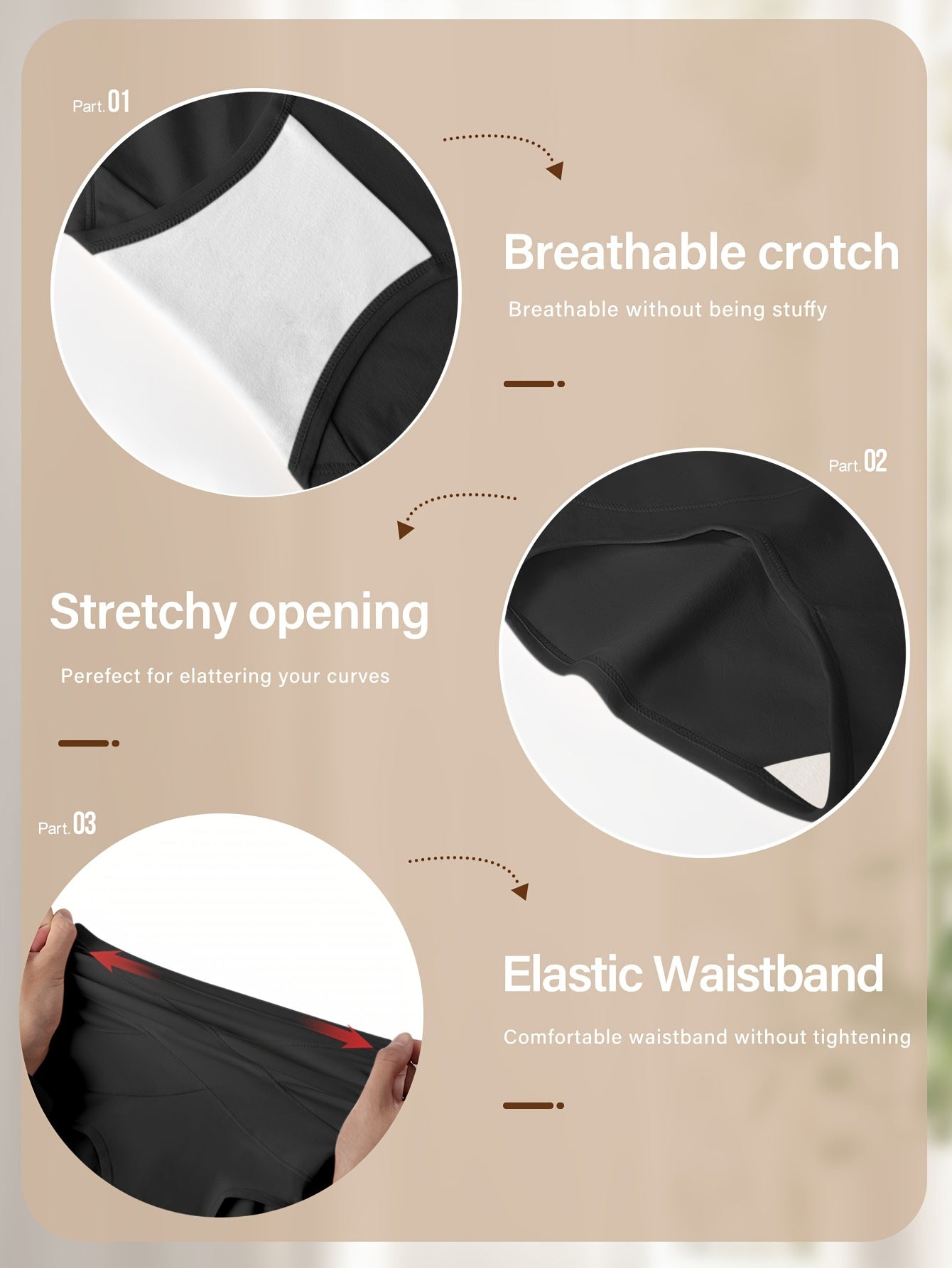 Women's Seamless High Waist Briefs 4-Pack Breathable Cotton Spandex Lingerie