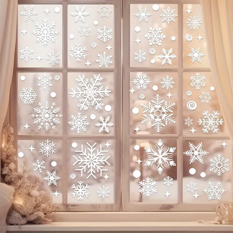 137 Christmas Snowflake Window Clings PVC Static Stickers for Glass Winter Decor