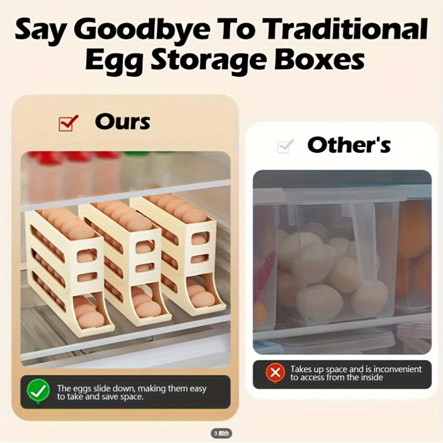 High-Capacity Food Grade Plastic Egg Storage Organizer for Refrigerator Stackable Smart Kitchen Storage