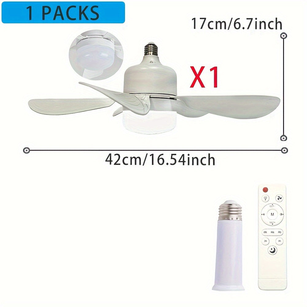 Silent LED Ceiling Fan Light with Remote Control Adjustable Detachable for Home Bedroom Study