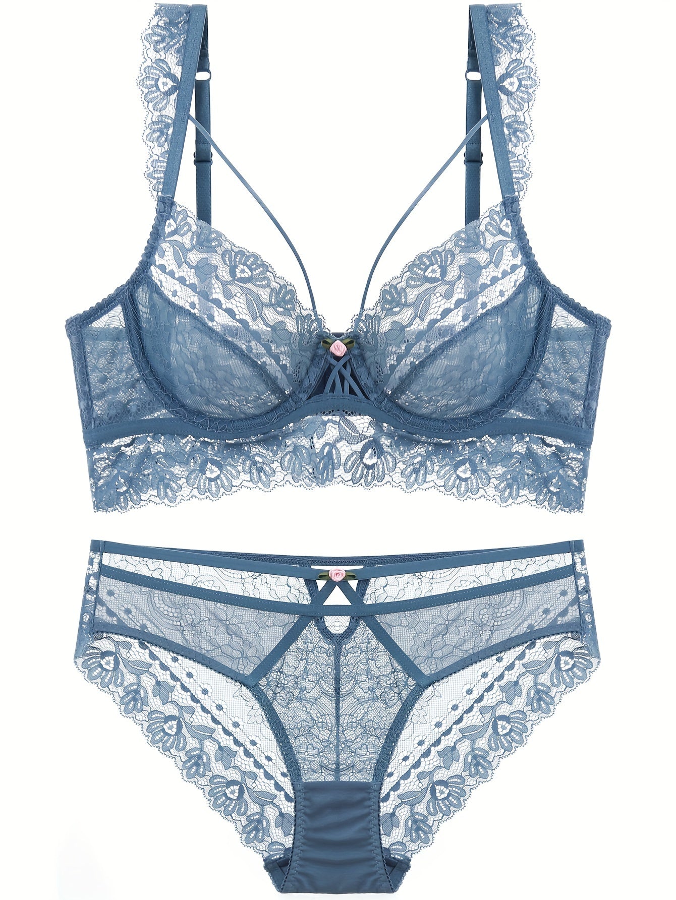 Women's Floral Lace Lingerie Set, Elegant, Comfortable, Soft Fabric