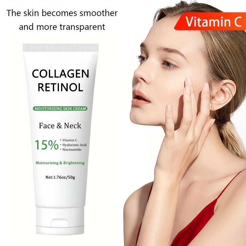 1.76oz Retinol yuzni ko'taruvchi kremi Gialuron kislotasi, Vitamin C va Niacinamid bilan. Terini mustahkamlaydi va ko'taradi, tuzilishini va rangini yaxshilaydi, va namlik ta'minlaydi.