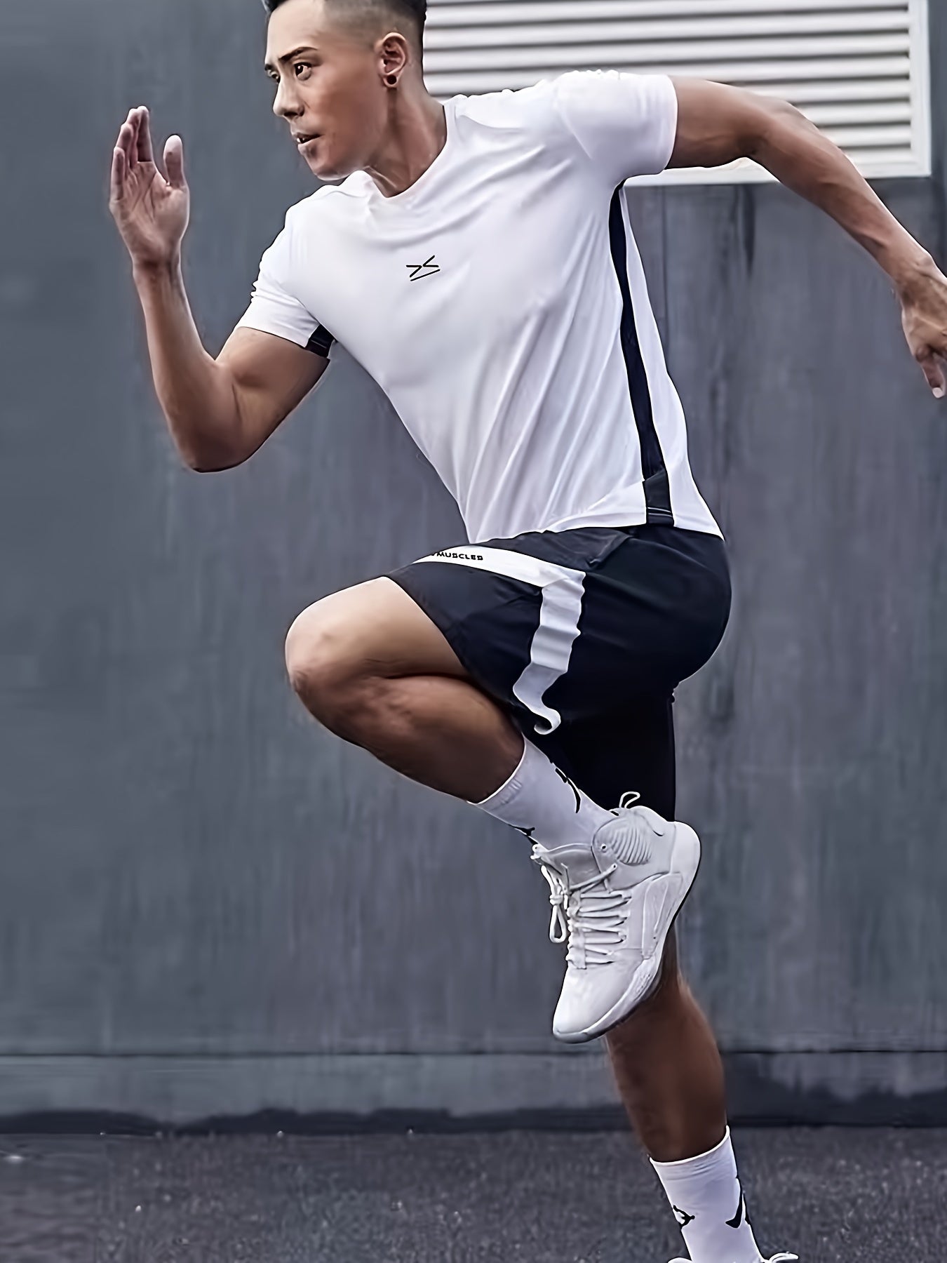 Ropa deportiva de poliéster con patrón geométrico para hombres para correr y entrenar