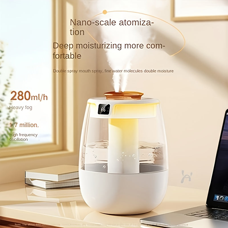 Compact USB Humidifier with Dual Mist UV Sanitizer Night Light for Small Spaces