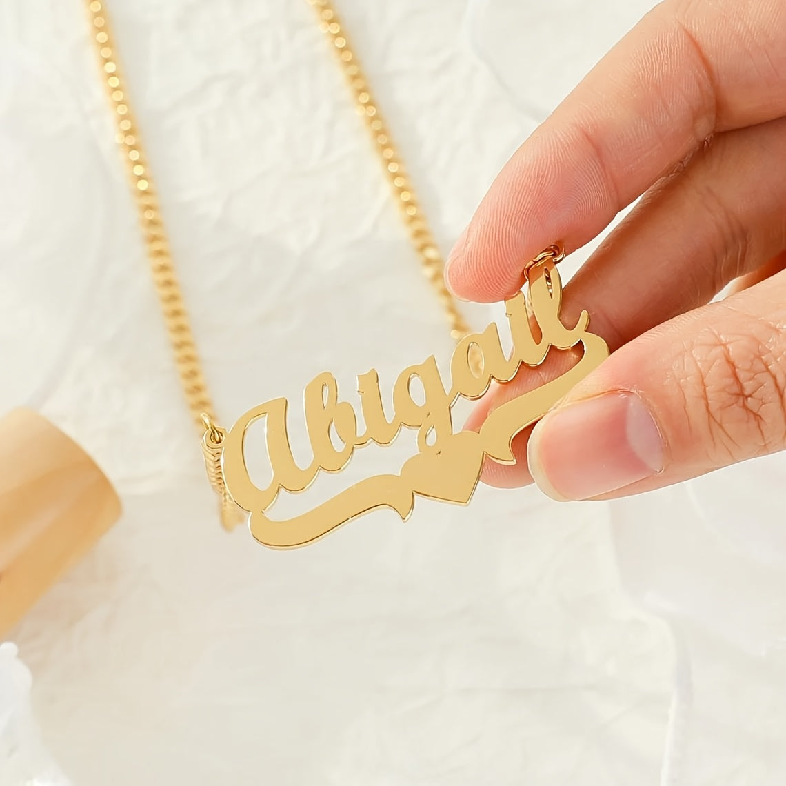 Women's Stainless Steel 4mm Cuban Link Chain Necklace with Personalized Name Pendant