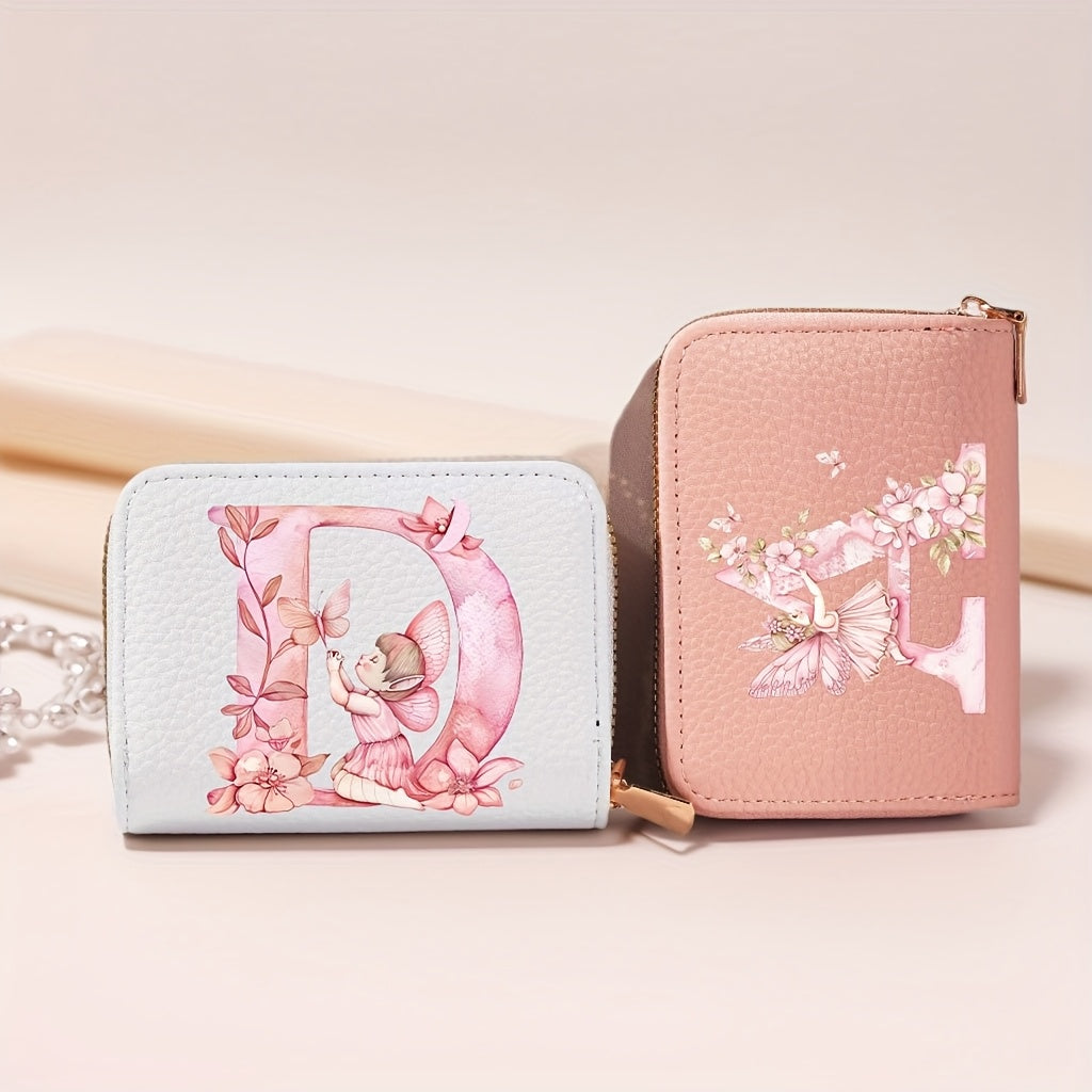 Ayollar uchun uslubiy sun'iy charm kartochka ushlagich, akordeon uslubidagi cho'ntaklar, tangalar uchun cho'ntak, zip yopilishi, polyester astar, chet bo'yash tafsiloti va noyob bosma dizayn.