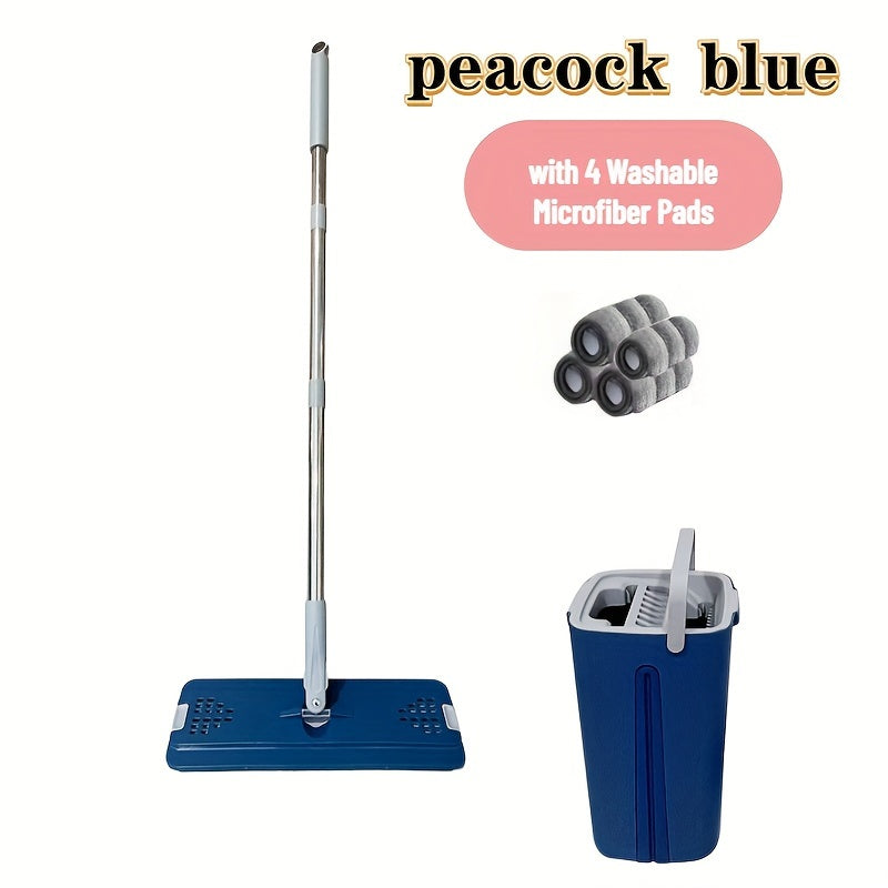 Large Mop Bucket Set with 4 Thickened Mop Cloths for Dry and Wet Mopping