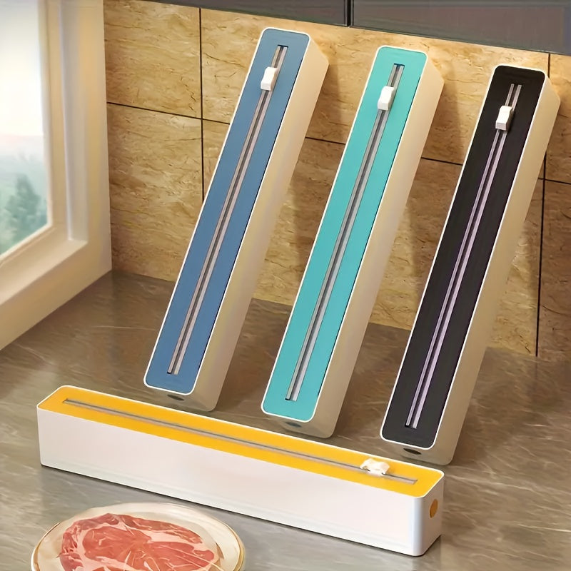 Plastic Wrap Dispenser with Reusable Fresh Wrap Machine for Kitchen Drawer Storage