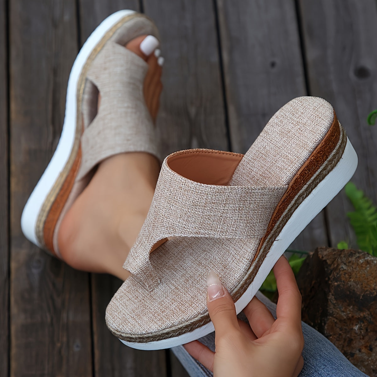 Women's Wedge Sandals Open Toe Slip-On Summer Outdoor Slides