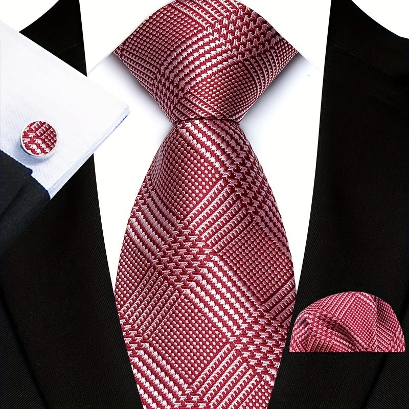 Men's Three-Piece Suit Set with Paisley Tie Pocket Towel and Cufflinks