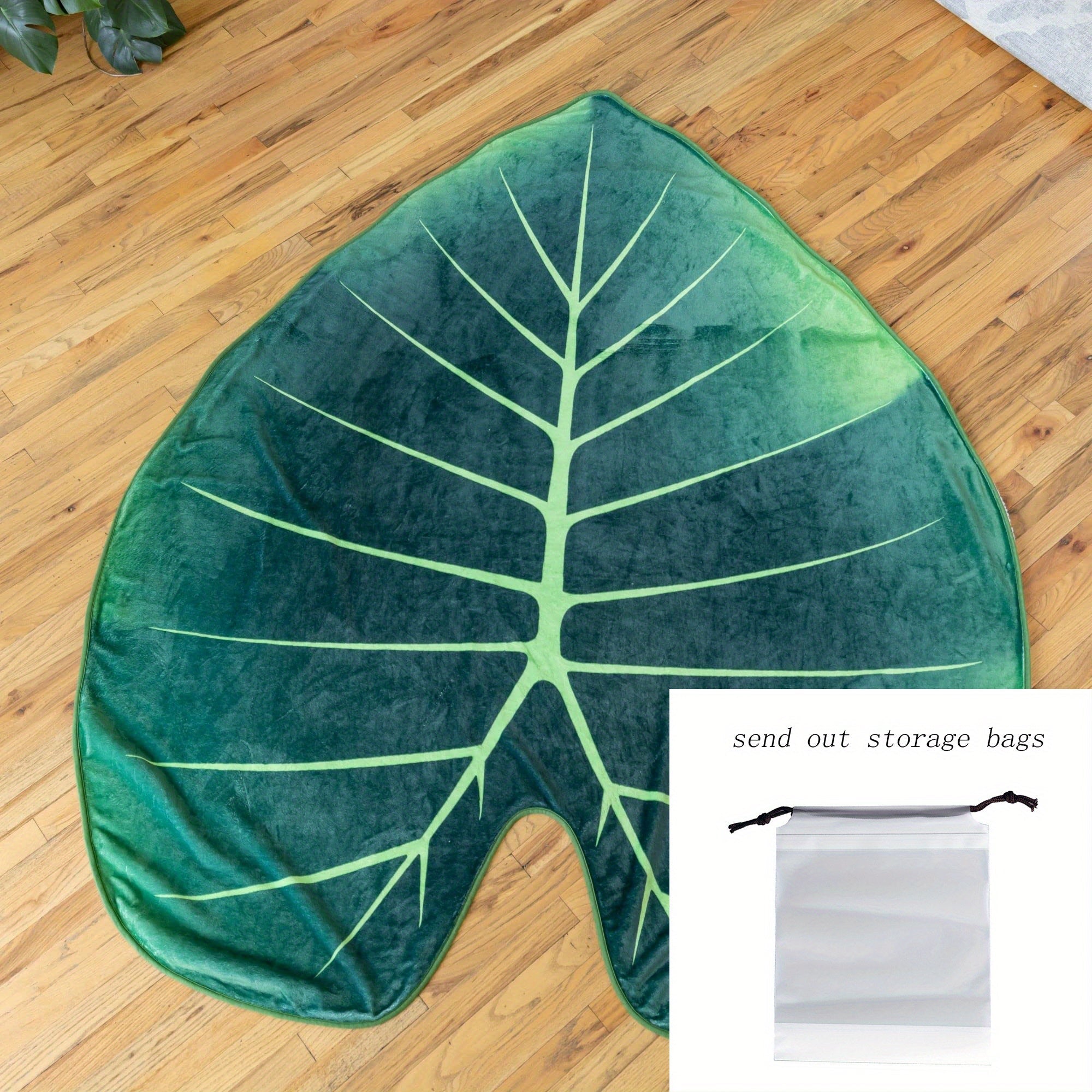 Green Leaf Shaped Blanket Cozy Throw for Couch Bed Sofa Travel