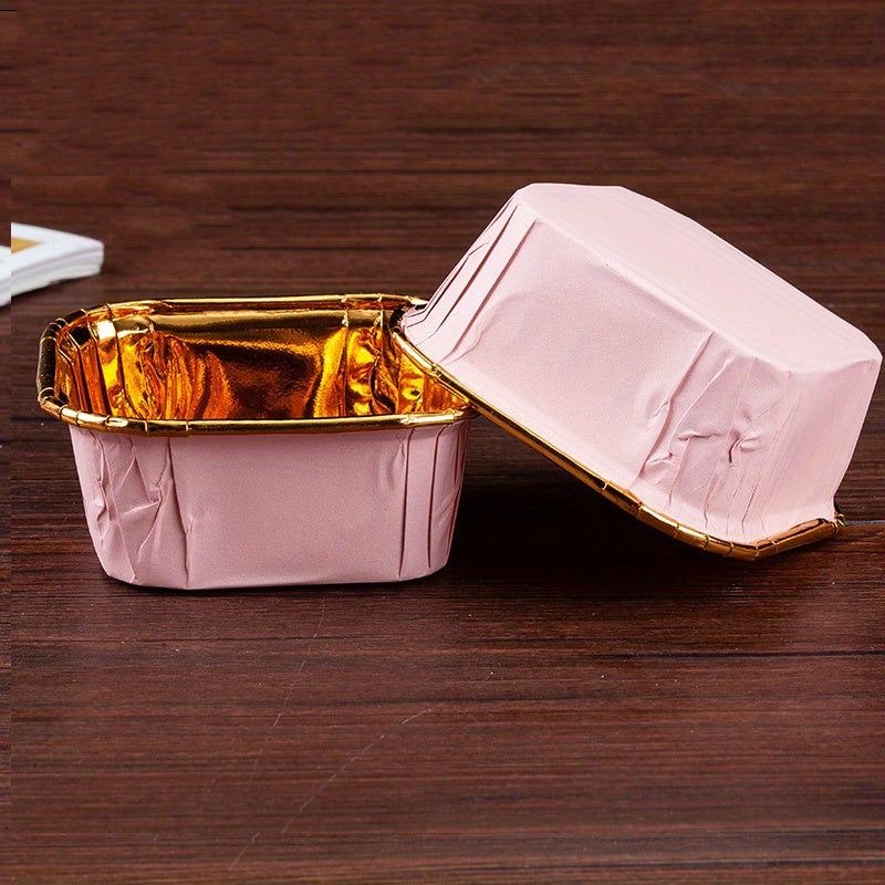 Set of 50 Colorful Foil Cupcake Liners with Lids, Oil-Proof Muffin Cups for Baking