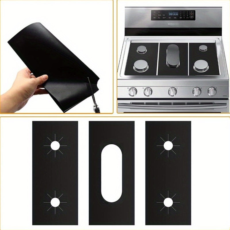 Gas Stove Burner Covers Set of 3 Non-Stick Heat Resistant Washable Protectors