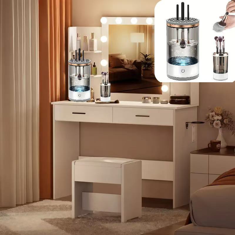 Electric Makeup Brush Cleaner with USB Dust-Proof Dryer and Rubber Cleaning for All Brush Sizes