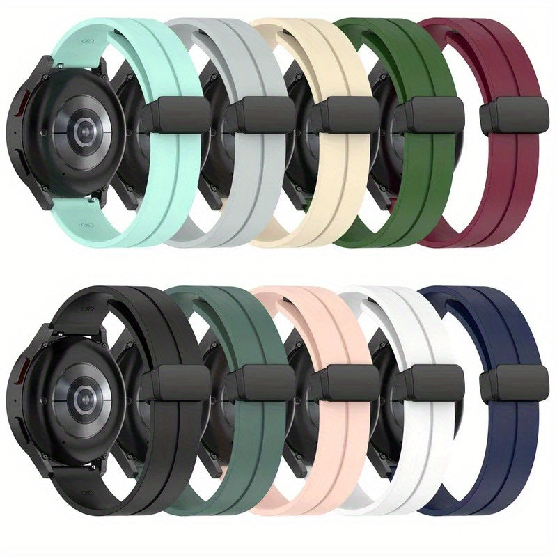 Black Silicone Sport Watch Band for 20-22mm Smartwatches with Magnetic Buckle