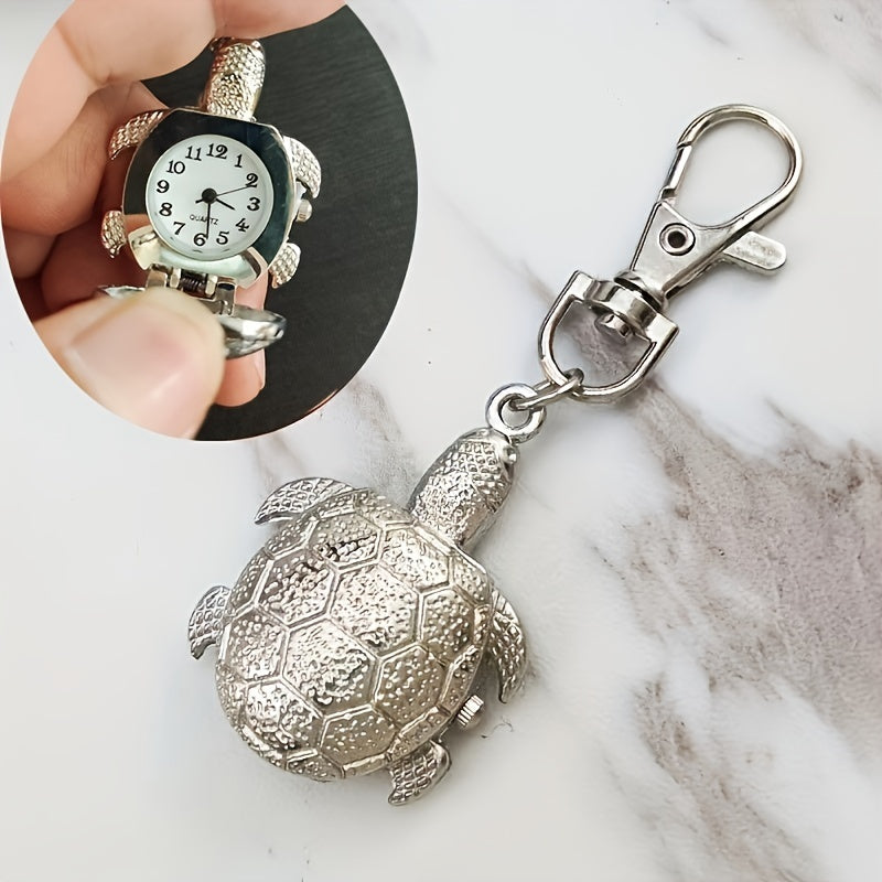 Reloj de bolsillo con forma de tortuga, collar largo, movimiento de cuarzo, exhibición en pared