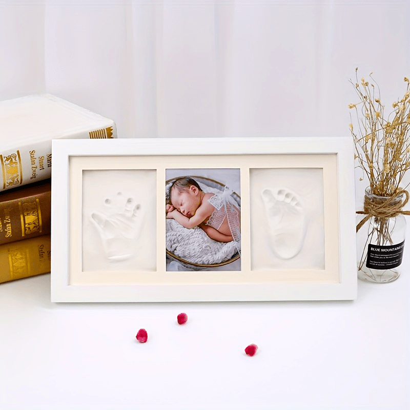 White Handprint and Footprint Keepsake Frame for Baby and Toddler Memories