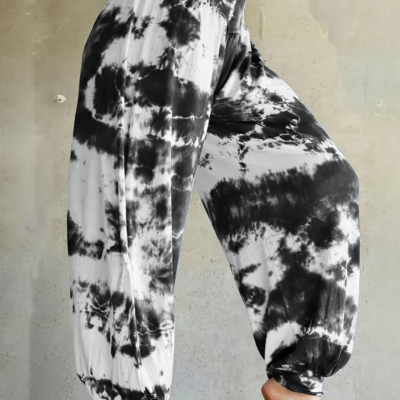 Pantalones joggers de talla grande con estampado tie dye, pantalones casual de cintura elástica para primavera y verano, mujer