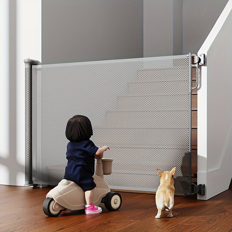 Retractable Indoor Stair and Door Guardrail for Pets and Children