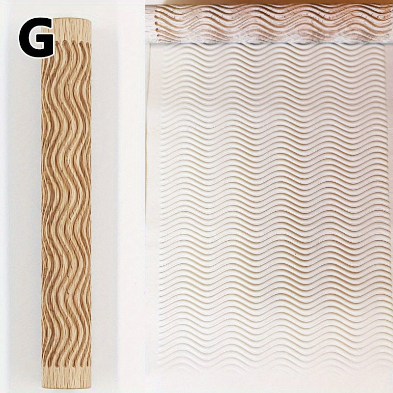 Embossing Rolling Pin for Dough Shaping, Wooden Kitchen Tool for Pizzas and Cookies