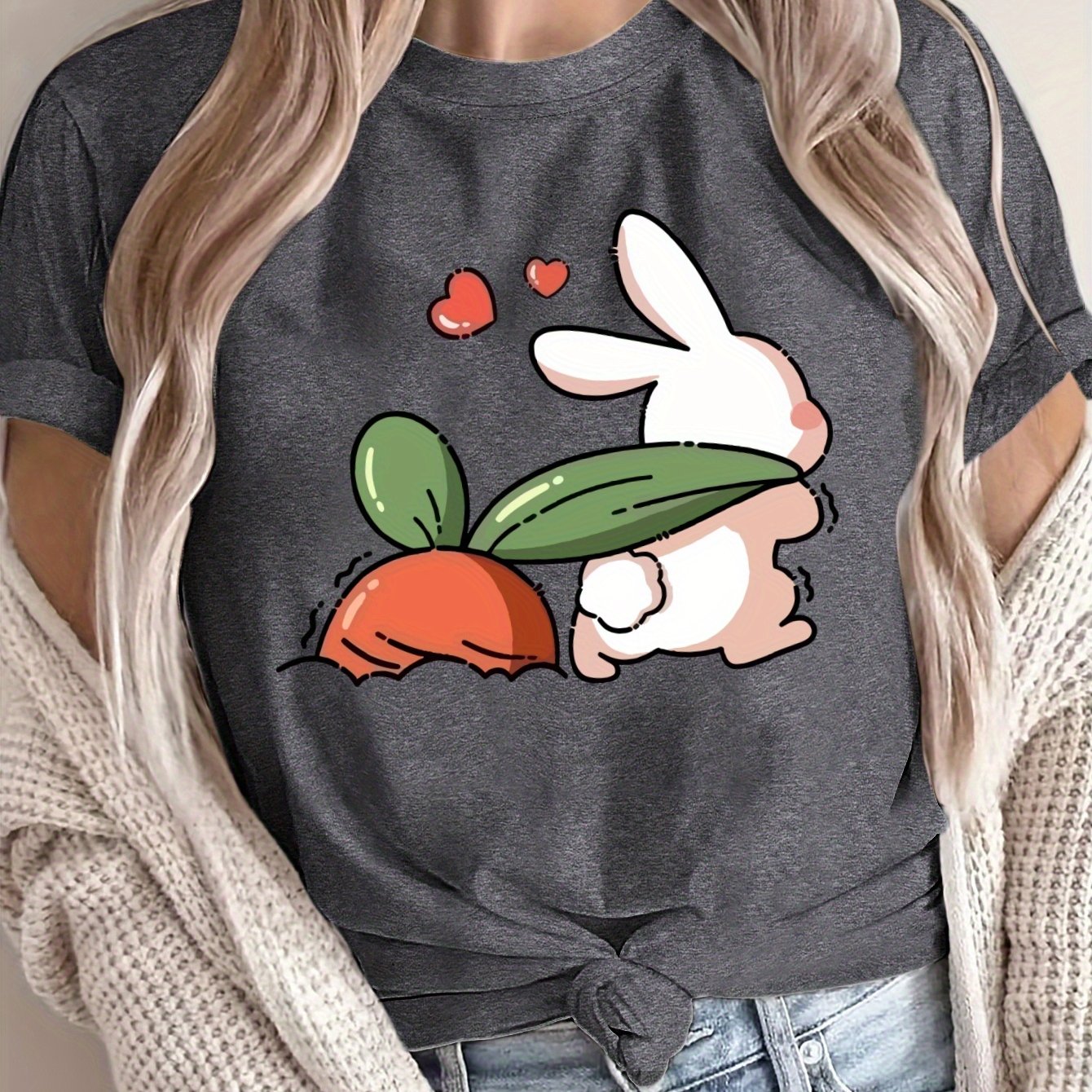 Women's Loose Large Size T-Shirt, Breathable Cotton, Short Sleeve, Casual Spring Summer